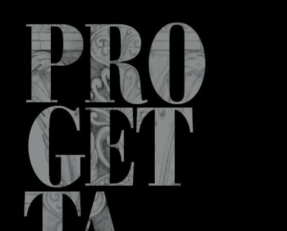 Обложка каталога мебели с надписью 'PROGETTA', столы и стулья от MARTINI.