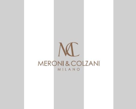 Обложка каталога Meroni & Colzani Milano Living 2024 с логотипом на сером фоне.