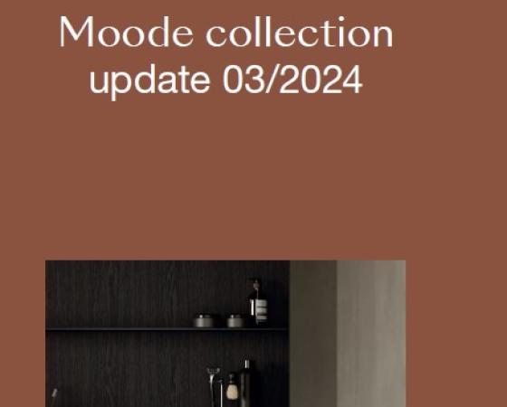 Обновление коллекции Moode 03/2024: современный дизайн кухни с элегантными полками и декором.