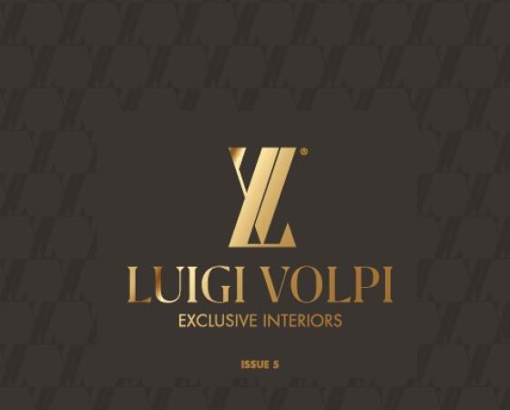 Обложка журнала Luigi Volpi, эксклюзивные интерьеры, выпуск 5, золотой текст на черном фоне.