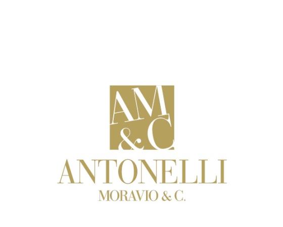 Логотип Antonelli Moravio & C. с золотыми буквами на белом фоне.
