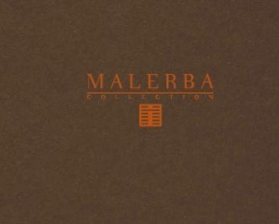 Логотип Malerba Collection на коричневом фоне с оранжевым текстом.