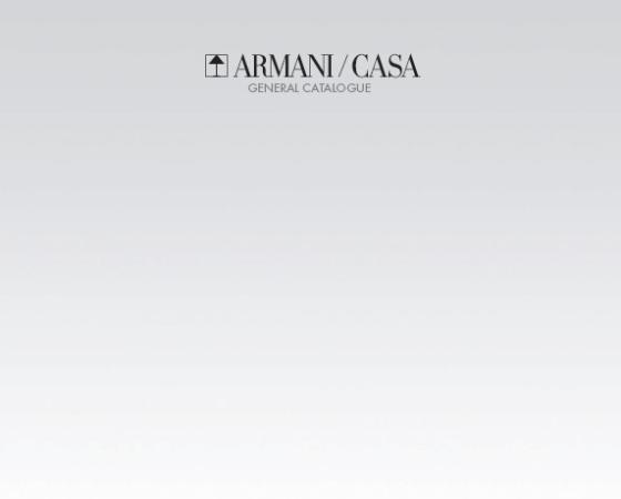Обложка каталога Armani/Casa с логотипом и надписью 'General Catalogue'.