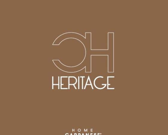 Логотип Carpanese Home Heritage на коричневом фоне с белыми буквами.