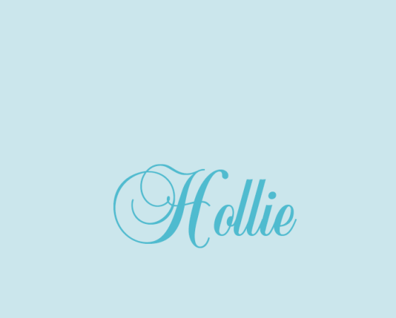 Нежный голубой фон с изящной надписью 'Hollie', создающей атмосферу элегантности и спокойствия.