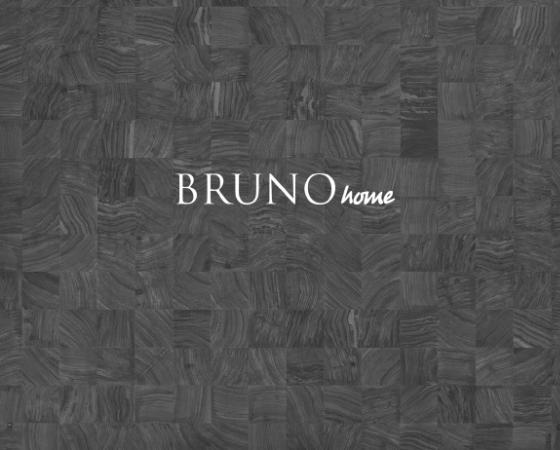 Логотип 'BRUNO home' на тёмном текстурированном фоне.