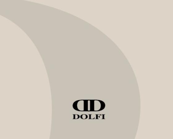 Логотип Dolfi на фоне с текстом 'life & design' внизу.