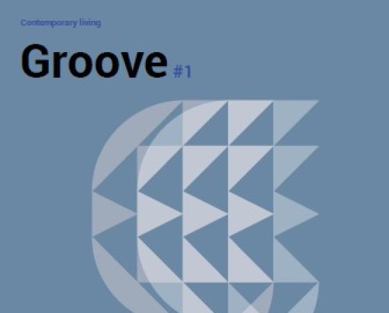 Современный дизайн обложки журнала с геометрическим узором и надписью 'Groove #1'.