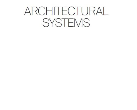 Обложка каталога Rimadesio с надписью 'ARCHITECTURAL SYSTEMS' на белом фоне.