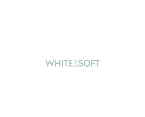 Минималистичный логотип с текстом 'WHITE&SOFT' и логотипом 'TreCi salotti' внизу.
